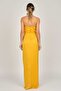 Women's Satin Long Evening Dress 5929211 Mustard - 5