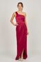 Women's One Shoulder Long Evening Dress 5922073 Claret Red - 2