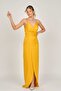 Women's Satin Long Evening Dress 5929211 Mustard - 2