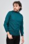 Men's Light Petrol Half Turtleneck Wool Sweater - 3