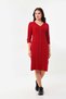 Women's V-Neck Button Detailed Dress 22445 Claret Red - 2