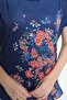 Women's Lace Shoulder Floral Patterned Blouse 5010050 Navy Blue - 6