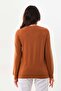 Women's Patterned Crew Neck Long Sleeve Blouse 23508 Soil - 4