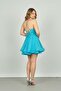 Women's Double Breasted Collar Short Evening Dress0990237 Turquoise - 4