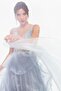 Women's Deep Back Decollete Layered Evening Dress 260560 Gray - 3