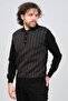 Men's Polo Neck Patterned Wool Sweater 6092101 Black