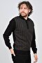 Men's Polo Neck Patterned Wool Sweater 6092101 Black - 3