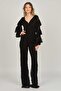 Women's V-Neck Evening Dress Jumpsuit with Ruffled Sleeves 5921155 Black - 7