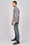 Men's Striped Long Sleeve Wool Finished Shirt 0171101 Indigo - 4