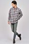 Men's Striped Long Sleeve Wool Finished Shirt 0171101 Indigo - 6