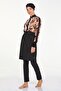 4572-24 Black Stretch Fabric Parachute Full Modest Swimsuit - 3