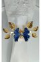 6-Piece Blue Butterfly Ring - Ring Napkin with Leaf Detail, Mother of Pearl Enamel and Gold Plated - 3