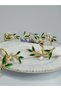 Set of 6 elegant green & white enamel gold napkin rings - 3
