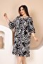 Large Size Elastic Collar Sleeves Folded Leaf Pattern Dress