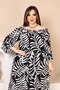 Large Size Elastic Collar Sleeves Folded Leaf Pattern Dress - 2