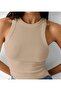 Women's Corded Fabric t-shirt Halter Neck Tank top Tank Top - 2
