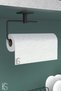4-Piece Adhesive Black Bathroom Set: Long Towel Holder, Roll Towel Holder, Toilet Paper Holder, Round Towel Holder - 4