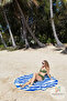 Round Beach Camping Picnic Cloth Striped Folding Cotton Fabric In-Tent Ground Cover 130cm - 2