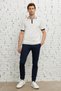 Men's Ecru Standard Fit Regular Cut Polo Neck 100% Cotton Short Sleeve Knitwear T-Shirt - 2