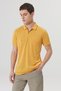 Men's Yellow Slim Fit Narrow Cut Polo Neck Pocketed Short Sleeve Linen Look T-Shirt - 3