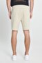 Men's Beige Standard Fit Regular Cut Cotton Knitted Shorts with Pockets - 5