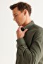 Men's Khaki Slim Fit Slim Fit Button Collar Cotton Gabardine Shirt - 4