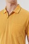 Men's Yellow Slim Fit Narrow Cut Polo Neck Pocketed Short Sleeve Linen Look T-Shirt - 6