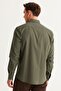 Men's Khaki Slim Fit Slim Fit Button Collar Cotton Gabardine Shirt - 5