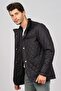 Men's Fur Lined Quilted Coat 4926000 Black - 6