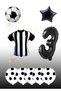 Black and White Football Themed Birthday Black and White Jersey Foil Ball Ball Foil Balloon Age 3 Foil Balloon