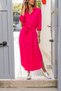 Women's Fuchsia Self Belted Long Shirt Dress Gk-bstt4011-1490 - 3
