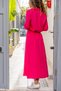 Women's Fuchsia Self Belted Long Shirt Dress Gk-bstt4011-1490 - 2