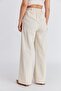 Women's Raw Linen Elastic Waist Palazzo Trousers - 2