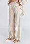 Women's Raw Linen Elastic Waist Palazzo Trousers