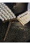 Women's Pearl Necklace - 5 Row Glass Pearl Design Choker - Diamond Setting Hurrem Sultan Model Bridal Wedding - 7
