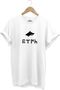 White Unisex Turkish Text Printed Wolf Design Short Sleeve T-shirt