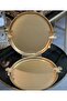6-Piece Butterfly Round Patterned Gold Presentation, Decorative Serving Tray, Tea, Cake Brown 22cm - 2