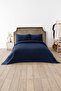 Waffle Double Navy Blue Pique Set - Soft and High-Quality Pique and Pillowcase - 200X220 cm