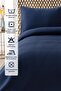 Waffle Double Navy Blue Pique Set - Soft and High-Quality Pique and Pillowcase - 200X220 cm - 3