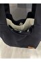 Black Dak Fabric Cloth Bag with Snap Fastener Bellows and Two Side Pockets, Cotton Lined and Inner Pocket | - 2
