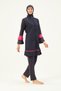 Women's Solid Color Sleeves Frilly Parachute Sleeves and Leggings Lycra Hijab Swimsuit Set of 4 Navy Blue - 3
