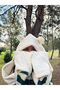 Cute Bear Eared Kawaii Winter White Plush Hat Scarf Gloves Set - 5