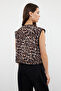 Brown Regular Leopard Print Double Sided Double Face Crop Woven Vest Twoss24Ye00059 - 5