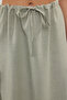 Khaki Linen Look Adjustable Maxi Length Woven Skirt at Waist Tedss24Et00034 - 3