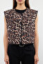 Brown Regular Leopard Print Double Sided Double Face Crop Woven Vest Twoss24Ye00059 - 3