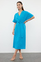 Blue Belted A-Line/A-Line Bell Form Midi Woven Dress Twoss23El01543