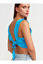 10546 V-Neck Ruffled Knitwear Crop-Turquoise