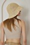 Women's Hand-Knitted Beige Straw Hat - Afra - 7