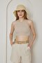 Women's Hand-Knitted Beige Straw Hat - Afra - 5