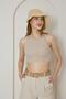 Women's Hand-Knitted Beige Straw Hat - Afra - 4